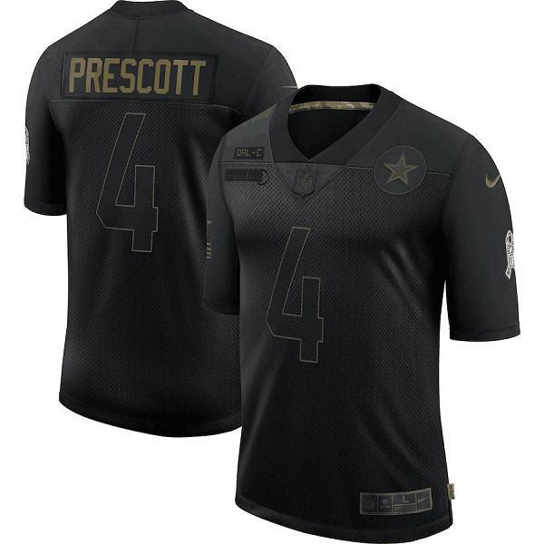 Men's Dallas Cowboys #4 Dak Prescott Black NFL 2020 Salute To Service Limited Stitched Jersey Men's Dallas Cowboys #4 Dak Prescott Black NFL 2020 Salute To Service Limited Stitched Jersey